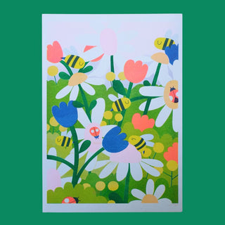 Buzzing Around - Risograph Print (A3)
