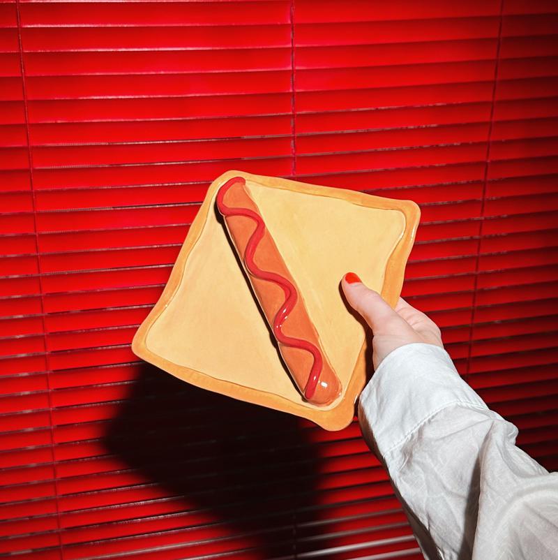 Sausage on Bread Ceramic Wall Hang Studio Daffa Stash World