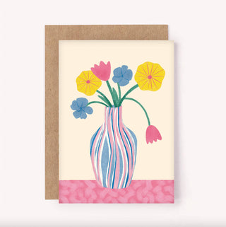 Flowers Pastel Vase - Greeting Card
