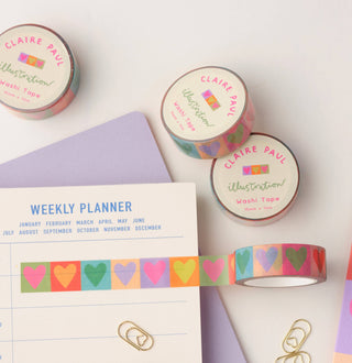 Rainbow Love Hearts - Washi Tape
