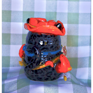 Blue Yellow Orange Snow Leopard - Ceramic Vase