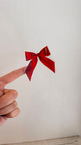 Red Bow - Vinyl Sticker (Clear)