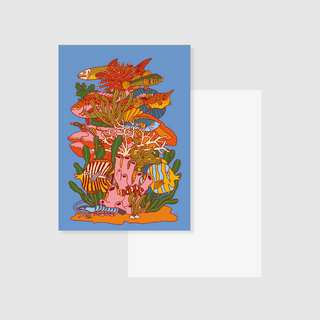Bright Coral Fishies - Postcard
