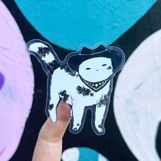 Cowboy Kitty - Vinyl Sticker (Clear)