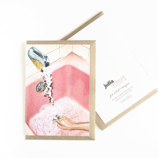 Retro Pink Bath - Greeting Card