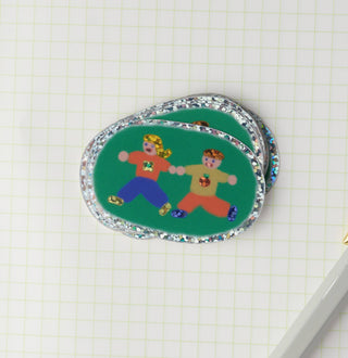 Girl and Boy - Tiny Vinyl Sticker (Glitter)