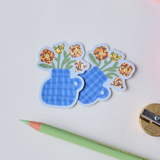 Flower Vase - Vinyl Sticker (Glitter)