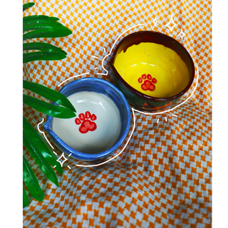 Blue and White Grumpy Cat - Matcha Bowl