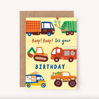 Vehicles Happy Birthday - Greeting Card