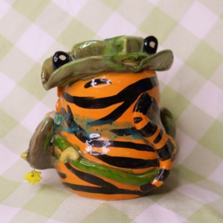 Dark Green Cowboy Tiger Vase - Medium Ceramic Vase