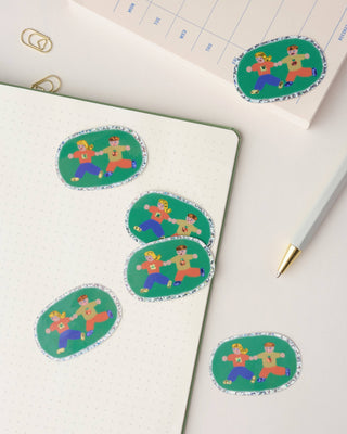 Girl and Boy - Tiny Vinyl Sticker (Glitter)