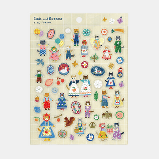 Cats and Buttons - Sticker Sheet by Aiko Fukawa
