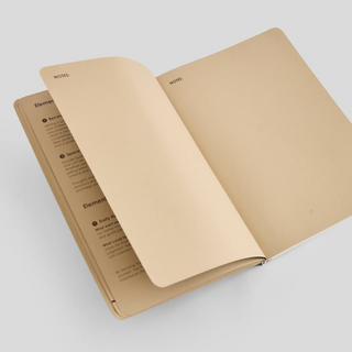 An open journal with off-white, blank pages. Both pages have 'Notes:' printed at the top left.