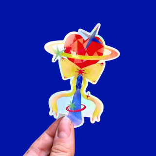 Planet Heart Wand - Holographic Vinyl Sticker