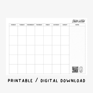 Printable A3 Blank Monthly Wall Calendar (Digital File Only)