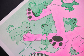 Pooch Pile - Risograph A3 Print