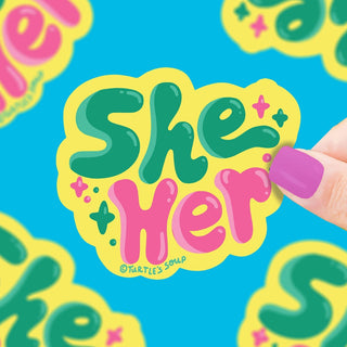 She Her Vinyl Sticker