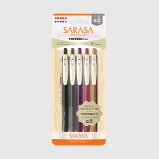 Sarasa Clip Nano 5 Colour Pen Set - Vintage
