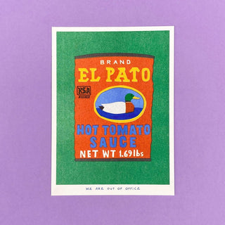 Can of Hot Tomato Sauce - Risograph Print