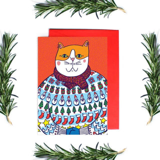 Cat Christmas Sweater - Christmas Card-Stash World