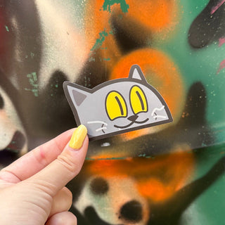 Cheeky Cat Peeker Vinyl Sticker-Stash World