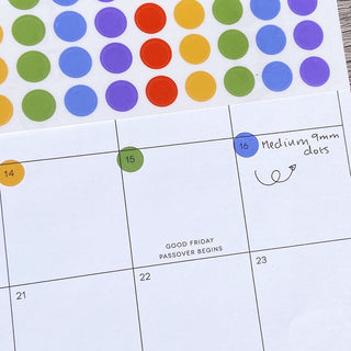 Medium 9mm Rainbow Clear Dots - Sticker Sheet-Stash World