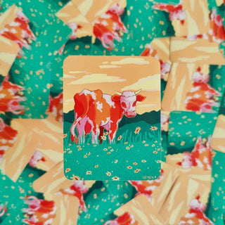 Sunset Cow Vinyl Sticker-Stash World