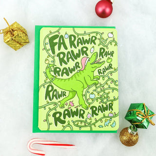 Fa Rawr Dinosaur Christmas Card