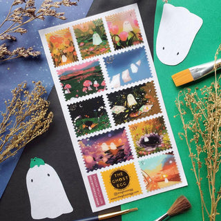 Kawaii Ghost Stamps - Sticker Sheet