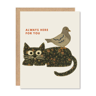 Greeting Card - "Always Here" Cat & Bird