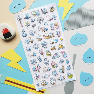 Kawaii Raindrops - Sticker Sheet