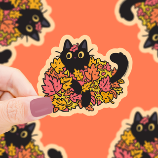 Autumn Leaves Kitty - Vinyl Sticker