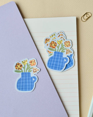 Flower Vase - Vinyl Sticker (Glitter)