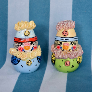 Budgie Bird Clown - Small Ceramic Vase