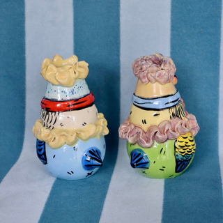 Budgie Bird Clown - Small Ceramic Vase