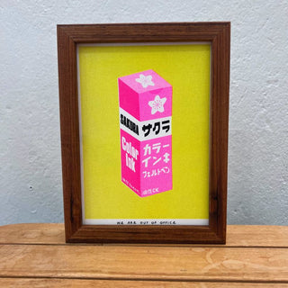 Japanese Pink Sakura Ink - Framed Risograph Print