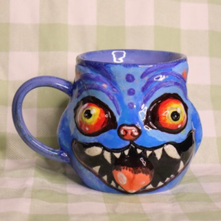Derpy Blue Tiger Head Mug - Ceramic Mug