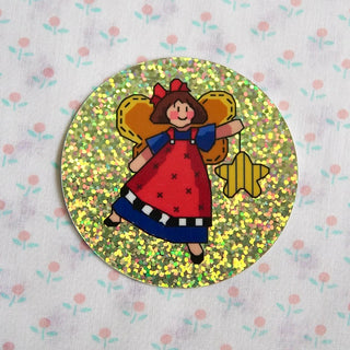 Wishing Angel - Vinyl Sticker (Glitter)