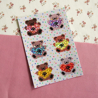Tiny Teddies - Mini Sticker Sheet (Glitter)