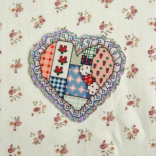 Patchwork Heart - Vinyl Sticker (Glitter)