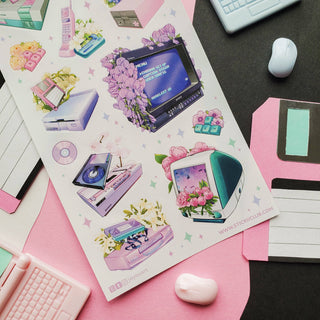 Retro Tech Bloom - Sticker Sheet