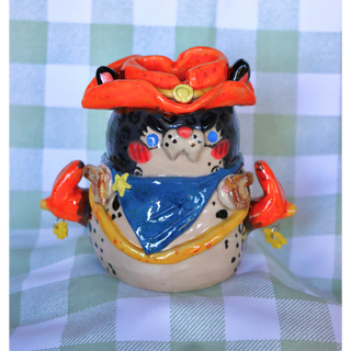 Blue Yellow Orange Snow Leopard - Ceramic Vase