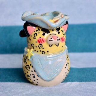 Blue Jaguar Cowboy - Small Ceramic Vase