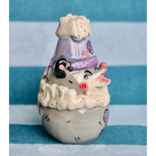 Purple Opossum Clown - Small Ceramic Vase