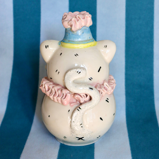White Cat Clown - Large Ceramic Vase