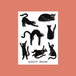Black Cat Sticker Sheet - Stash Sticker Club