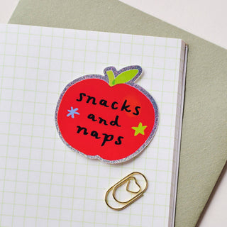 Snacks and Naps Apple - Vinyl Sticker (Glitter)