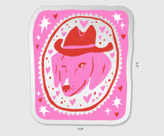 Cowboy Puppy Hearts - Vinyl Sticker (Mirror)