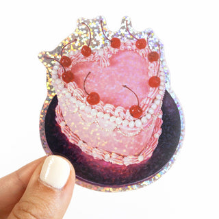Pink Cake - Vinyl Sticker (Glitter)