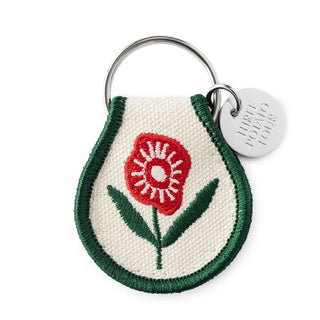 Poppy Flower - Embroidered Keychain